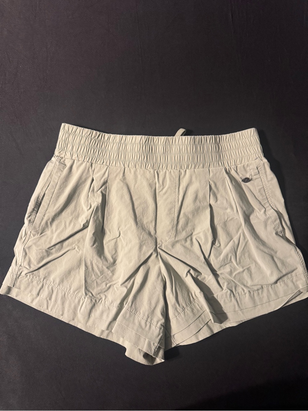 Women's Athletic Elastic-Waist Shorts in Light Beige